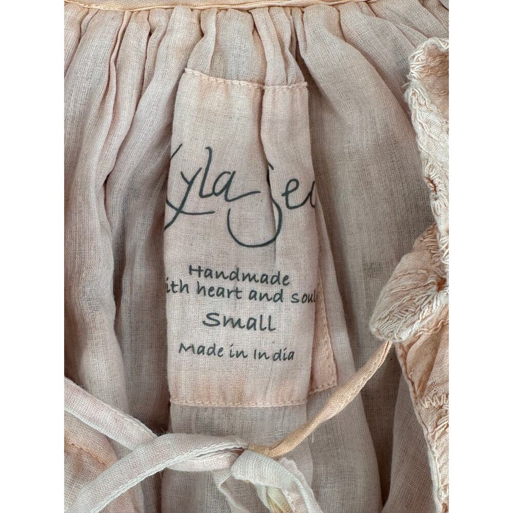 Anthropologie Kyla Seo Talin Blouse Pink Eyelet Fully Lined NWT Cottagecore S - Picture 6 of 12